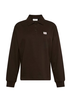 Calvin Klein Jeans, LS RLXD WOVEN LABEL TERRY POLO - Πόλο - dark coffee