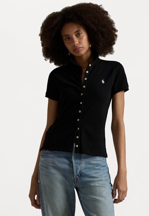BUTTONED PLACKET POLO SHIRT - Hemdbluse - black