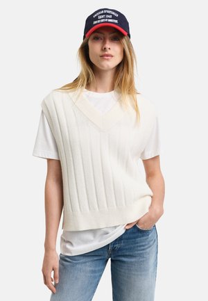 WIDE V-NECK - Strikkegenser - cream