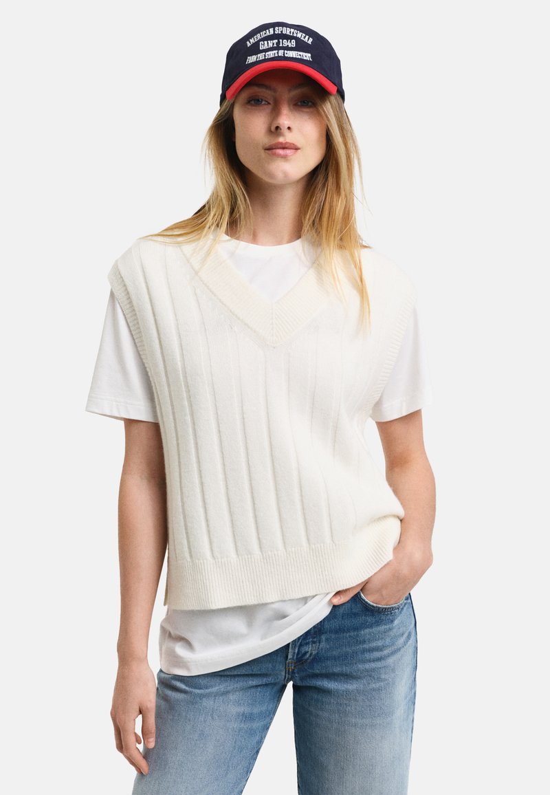 GANT WIDE V-NECK - Pulover - cream