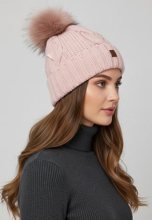 Faera, WEICHE UND WARME STRICKMÜTZE FÜR KALTE WINTERTAGE - Beanie - rosa