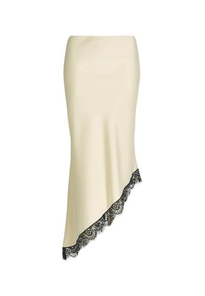 Swing, SATINROCK MIT ASYMMETRISCHEM SPITZENSAUM - Maxirock - champagne beige