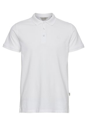 Weißes Polohemd aus Baumwolle mit klassischer Passform, kurzen Ärmeln, Knopfleiste mit drei Knöpfen und dezent gesticktem Logo auf der Brust.