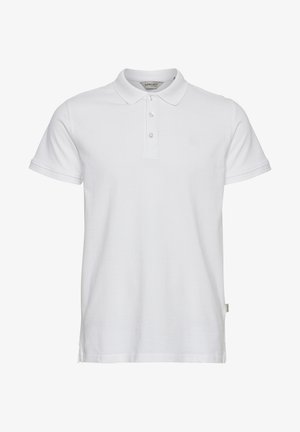 Weißes Polohemd aus Baumwolle mit klassischer Passform, kurzen Ärmeln, Knopfleiste mit drei Knöpfen und dezent gesticktem Logo auf der Brust.