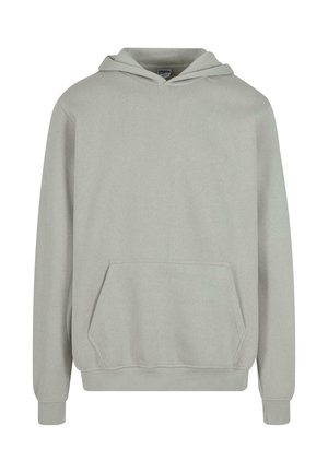 Gai pelēks kokvilnas kapucis ar savelkamu kapuci, priekšējo kabatu un ribotām piedurknēm un apakšmalu. Gluda tekstūra, ikdienišķs dizains.