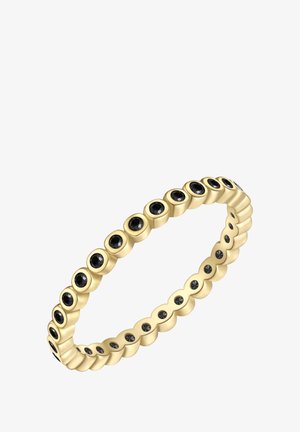 Anello eterno in oro con piccoli gemellini neri disposti uniformemente attorno al band.