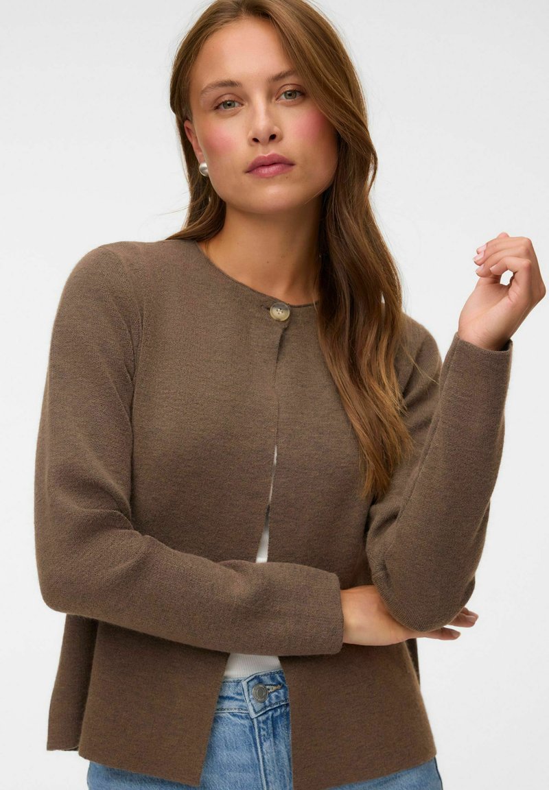 Vero Moda CARDIGAN VMMARINA KNIT CARDIGAN - Gilet - chocolate chip
