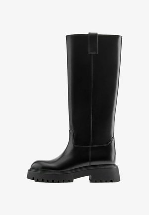 PULL&BEAR, FLAT BOOTS - Čižmy na platforme - black