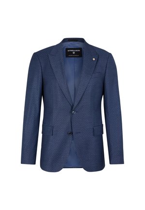 Blazer im Marine-Muster aus strukturiertem Stoff, mit einer Zwei-Knopf-Verschluss, Reverskragen und zwei Fronttaschen. Gefüttertes Innenfutter.