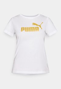 Puma LOGO  - Triko s potiskem - white/metallic gold-coloured