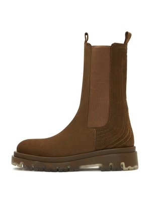 Enkellaarsjes met plateauzool - brown