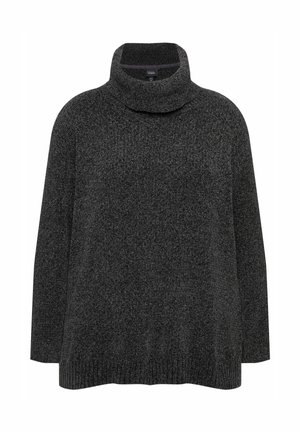 Ulla Popken CHENILLE STEHKRAGEN LANGARM - Striktrøje - graphite gray