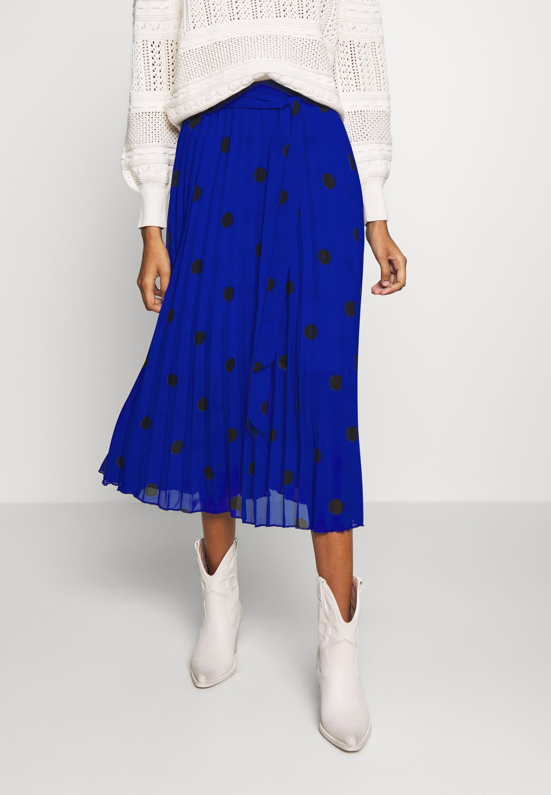Dorothy Perkins SPOT PLEAT MIDI SKIRT A line skjørt blue Dorothy Perkins SPOT PLEAT MIDI SKIRT - A-line skjørt - blue