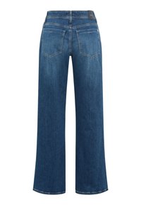Wijdvallende blauwe spijkerbroek van denim, met een middelhoge taille, twee achterzakken en een nette afwerking op de zoom.