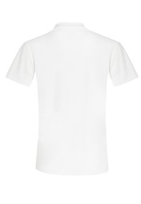 T-shirt blanc à manches courtes, col rond et texture en coton lisse. Aucun motif ni détail de design visible.
