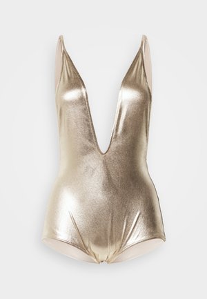 METALLIC V NECK SWIMSUIT - Baddräkt - gold-coloured