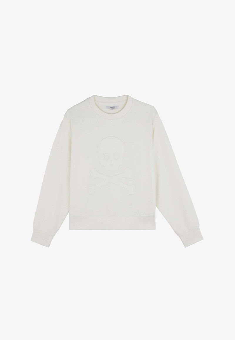 Sweatshirt crème avec un design brodé de skull et os croisés. Fabriqué en tissu doux avec des poignets et un ourlet côtelés.