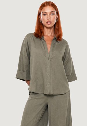 I AM, CAMICIA LINO MANICHE AMPIE 17501 - Paitapusero - sage-green