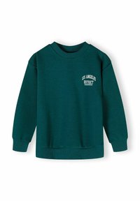 Felpa verde realizzata in tessuto misto cotone. Presenta un collo rotondo e polsini a costine, con la scritta "LOS ANGELES DISTRICT" stampata in bianco.