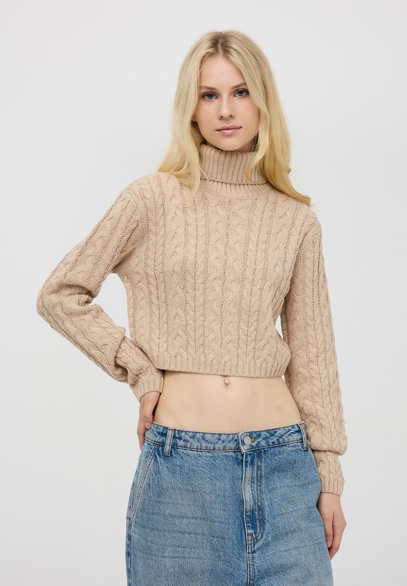 Terranova CROP DOLC CON TRECCE - Maglione - beige chiaro melange
