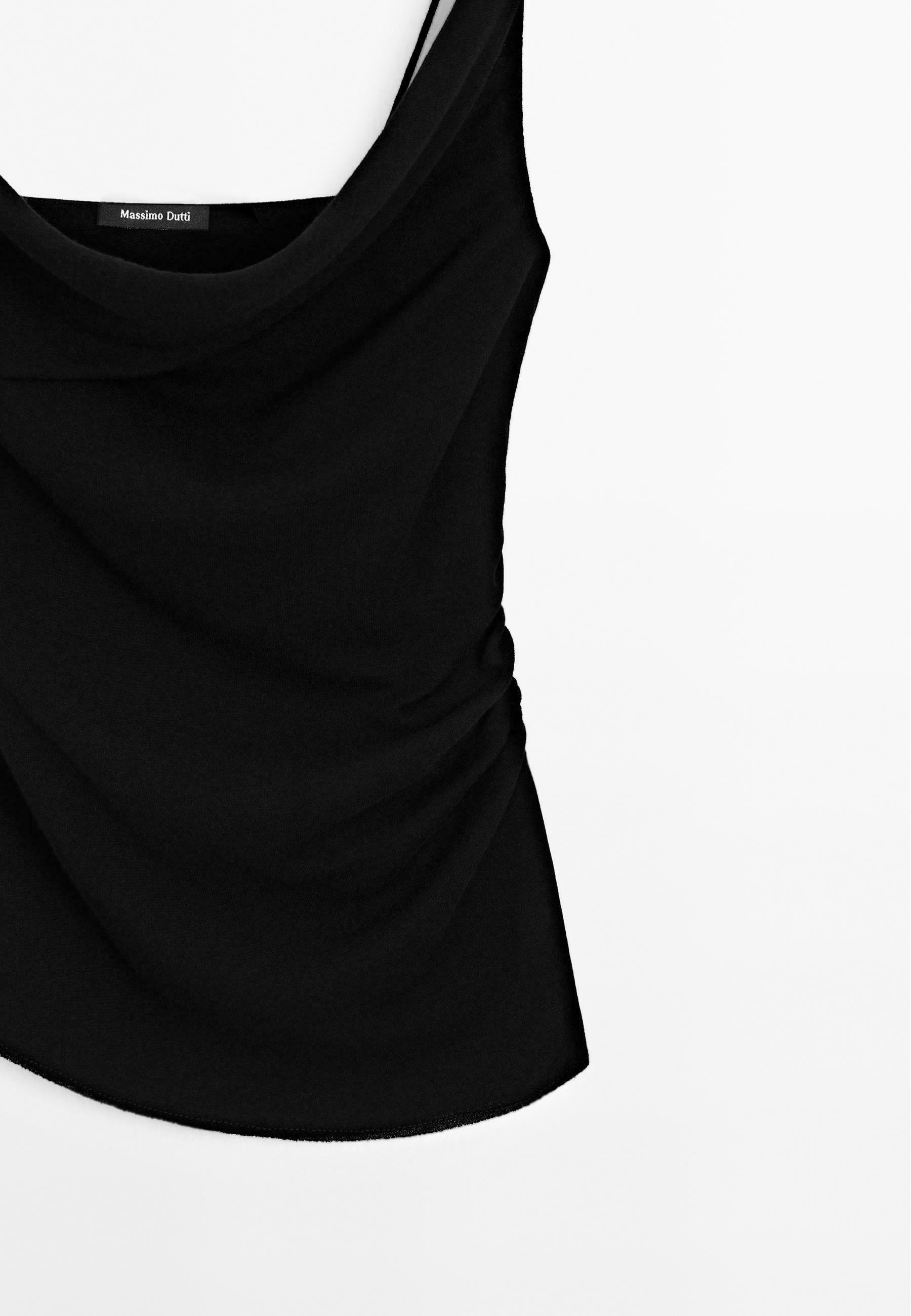 Massimo Dutti DRAPED WITH KNOT DETAIL - Top - black