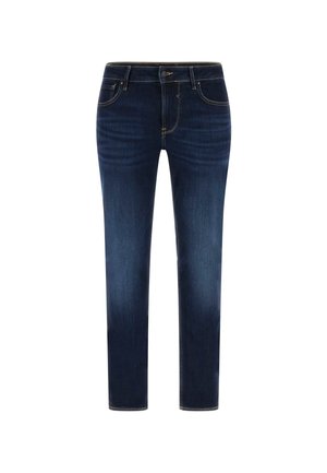 Tummansinisen denimin farkut, joissa on slim fit -leikkaus, viisi taskua, kontrastivärinen ommel ja klassinen suora lahje.
