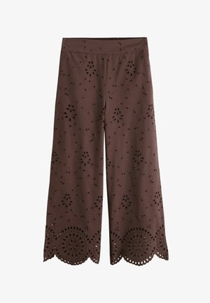 Next, REGULAR FIT - BRODERIE CROP WIDE LEG TROUSERS . - Pantaloni - chocolate brown