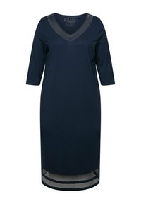 Ulla Popken V-NECK 3/4 SLEEVE WITH TRIM - Camicia da notte - night blue