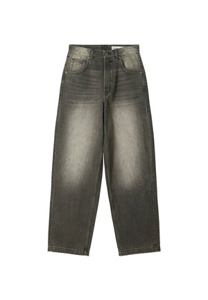 Bershka SUPER-BAGGY - Bő szabású farmernadrág - black