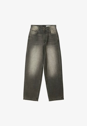 Bershka SUPER-BAGGY - Bő szabású farmernadrág - black