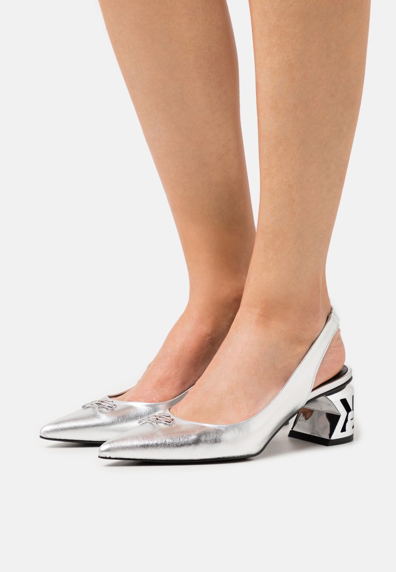 KARL LAGERFELD BLOK METALIK SLINGBACK Pumps silver/silberfarben