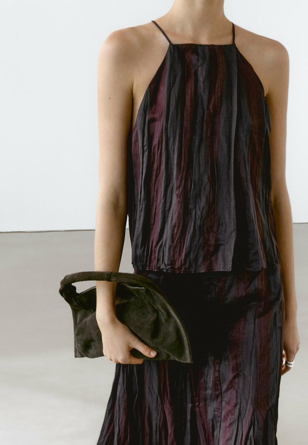 STRIPED FLOWING HALTER - Top - bordeaux