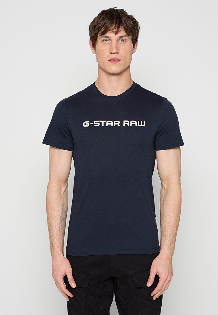 G-Star T-shirt print donkerblauw denim