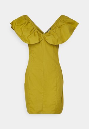 FRILL SHOULDER MINI DRESS - Sukienka letnia - olive/green