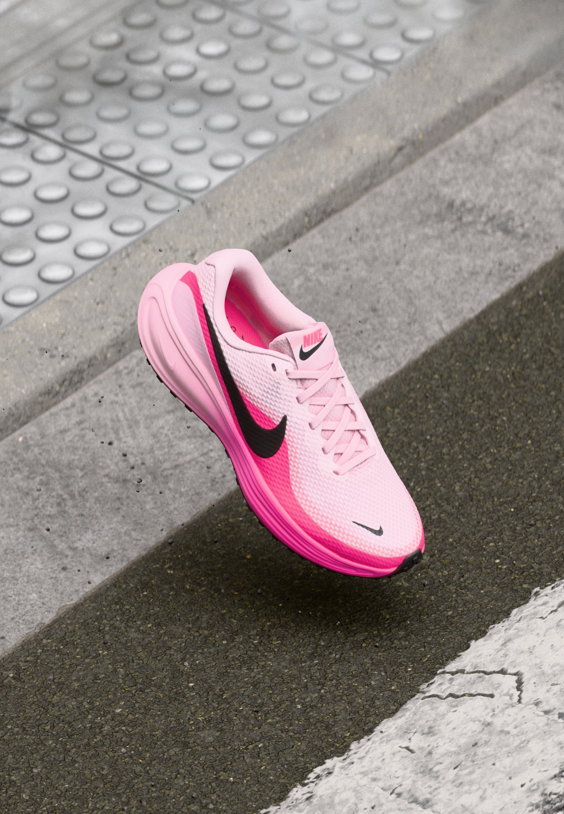 Nike Dusty Pink Mesh Athletic Sneakers with Black Swoosh Nike S.T. Dynamite | Youth | White/Black/Tropical Pink  main image 3