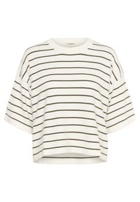 SLSpina - Stickad tröja - white w grape leaf stripe