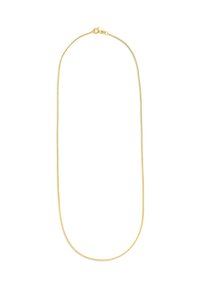 Goldkette mit einem schlanken, glatten Design, feiner, runder Textur und einem sicheren Karabinerverschluss.