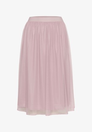 Roza tila krilo z nabranim pasom in plastnim dizajnom, ki se ponaša z lahkotno teksturo in tekočo silhueto.