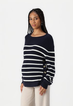MATERNITY NURSING JUMPER WITH SIDE BUTTONS - Strikkegenser - off white/dark blue