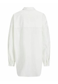 Camicia bianca a maniche lunghe in tessuto morbido, con colletto, polsini abbottonati e un taglio dritto con dettaglio sulla schiena.
