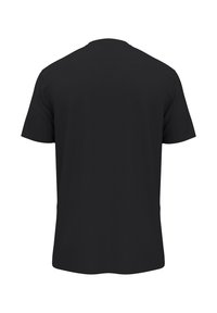 Zwarte T-shirt met korte mouwen, gemaakt van katoen, met een ronde halslijn en een gladde textuur, in een effen kleur en zonder zichtbare graphics.