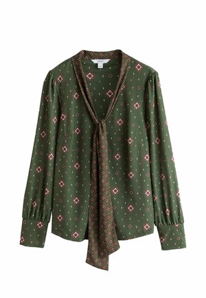 Next, LONG SLEEVED SCARF V-NECK BLOUSE - Bluse - green