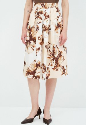 A-line skirt - printed brown