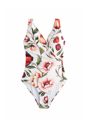TALL FIT - WRAP TUMMY CONTROL - Maudymosi kostiumėlis - white red floral