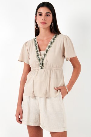 LELA REGULAR FIT - Blouse - beige