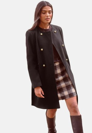 REGULAR FIT - COLLARLESS DOUBLE BREASTED - Mantel - black