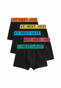 Čierne boxerky s farebnými elastickými pásmi v oranžovej, žltej, modrej, zelenej a ružovej, s výrazným textom "NEXT".