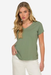 LAURASØN KLEINER KNOTEN V-AUSSCHNITT HALBARM - T-shirt basic - mint green