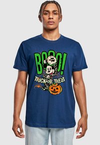 ABSOLUTE CULT MICKEY MOUSE - HALLOWEEN BOOO TRICK OR TREAT - Triko s potiskem - light navy