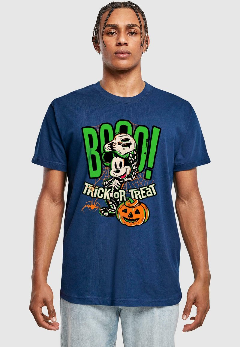 ABSOLUTE CULT MICKEY MOUSE - HALLOWEEN BOOO TRICK OR TREAT - Triko s potiskem - light navy